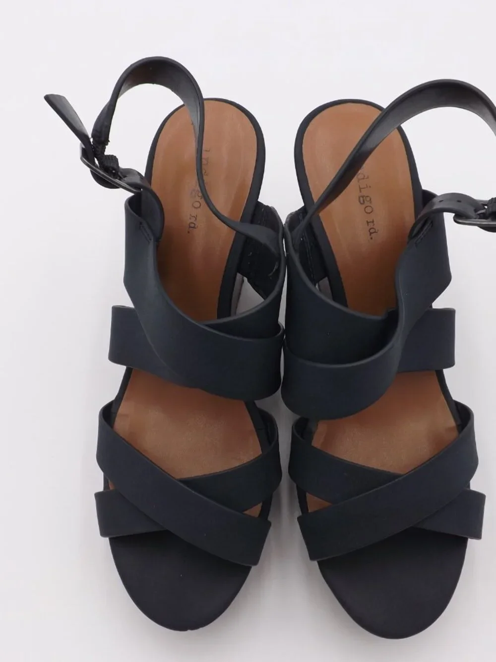 Indigo Rd. Sandals Women's Size 9M Navy/Brown Platform Wedge Stappy
